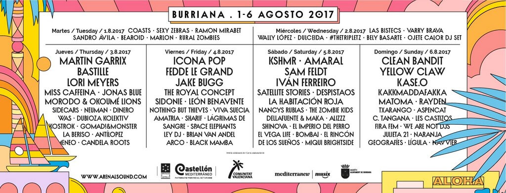 Музыкальный фестиваль Arenal Sound 2018 с 3 июля по 5 августа в Бурриане, Кастельон, Испания