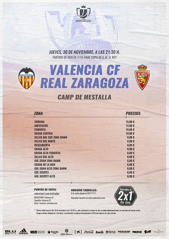 Матч ФК «Валенсия» - ФК «Реал Сарагоса» на стадионе Месталья
