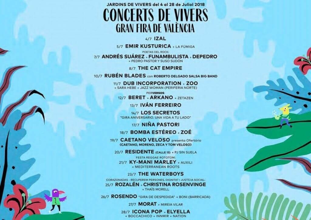Июльские концерты в саду «Лос Виверос» в Валенсии