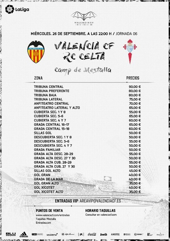 Матч ФК «Валенсия» и ФК «Сельта» на стадионе «Месталья» в Валенсии