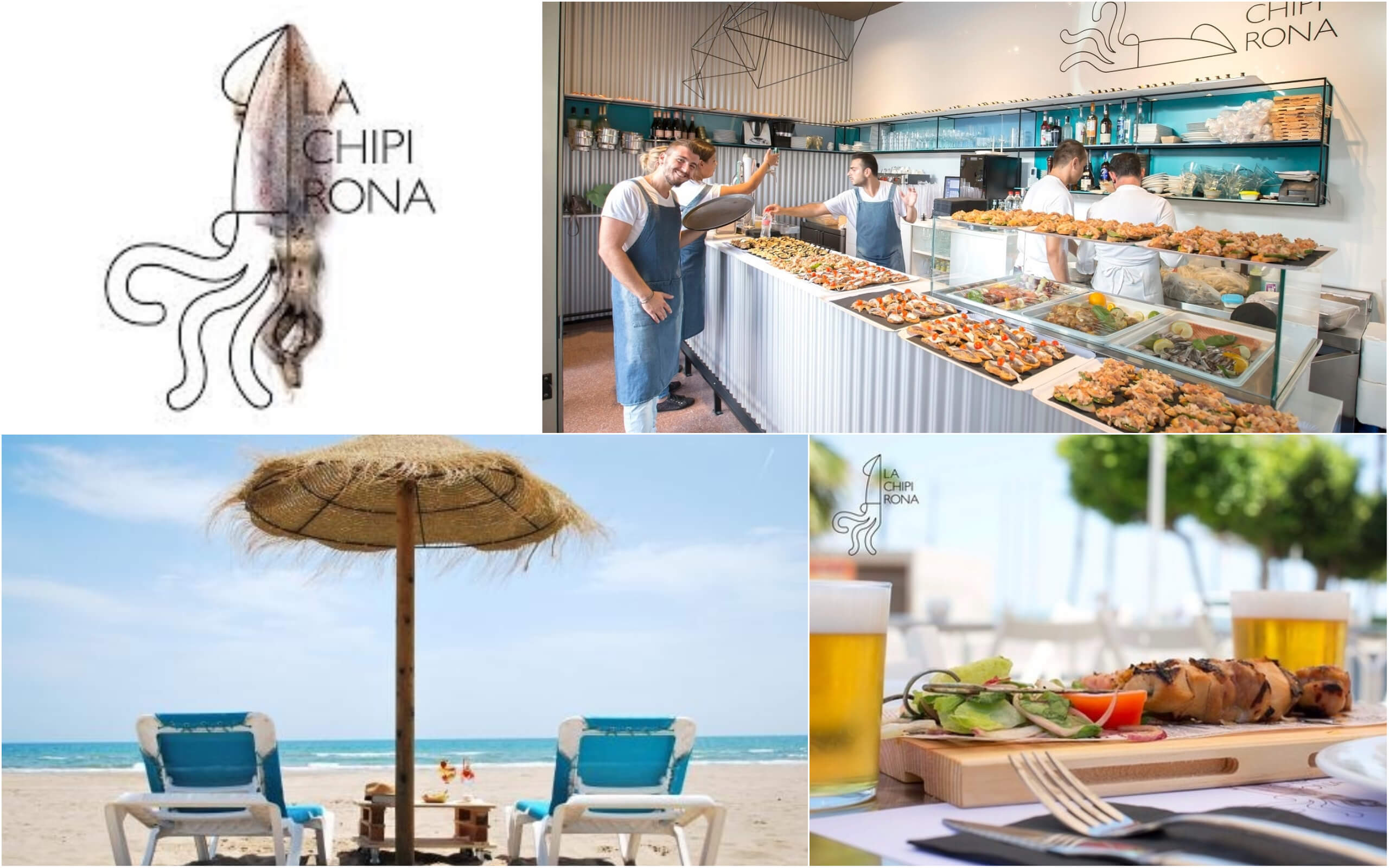 Ресторан La Chipirona Playa на пляже Патакона, Ресторан на пляже в городе Валенсия, Обед на море в городе Валенсия, Ла Чипирона Плая в городе Валенсия Испания