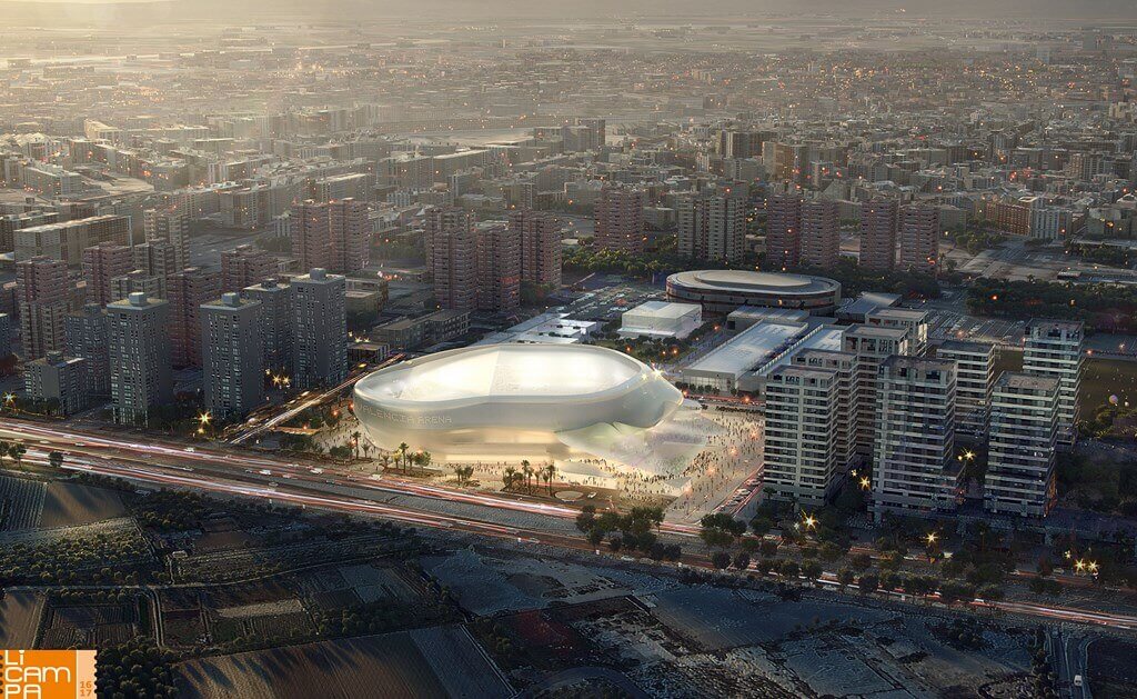 Правительство Валенсии во главе с мэром Жоаном Рибо одобрило проект постройки нового суперсовременного павильона «Valencia Arena» в Валенсии, Испания.