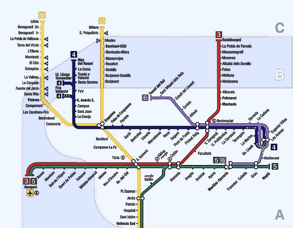 Обновлённая карта метро Валенсии